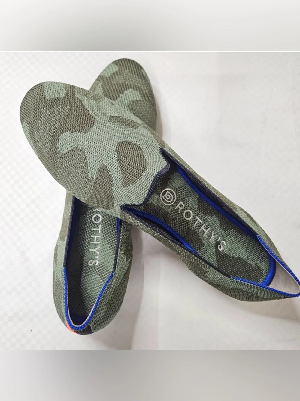Rothy's loafer olive green Camouflage Slip-On Shoes flats knit washable Size 6.5